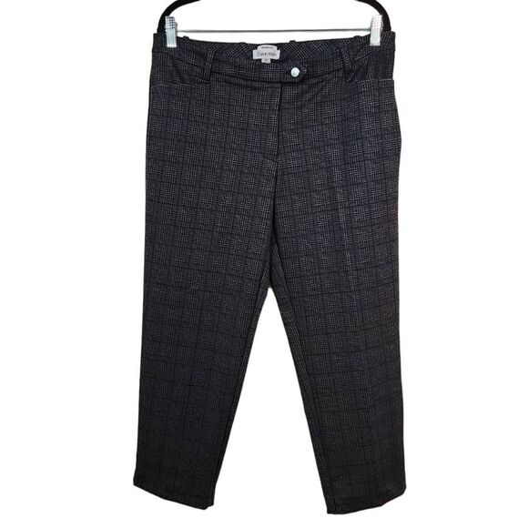 Calvin Klein Gray Plaid Cropped Pants Size 10 Modern Fit Plaid Trousers - Picture 1 of 8